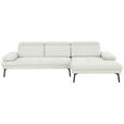 ECKSOFA Creme Webstoff  - Creme/Schwarz, Design, Textil/Metall (296/188cm) - Xora