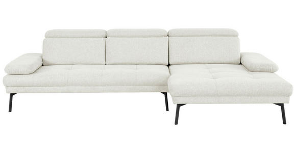 ECKSOFA Creme Webstoff  - Creme/Schwarz, Design, Textil/Metall (296/188cm) - Xora