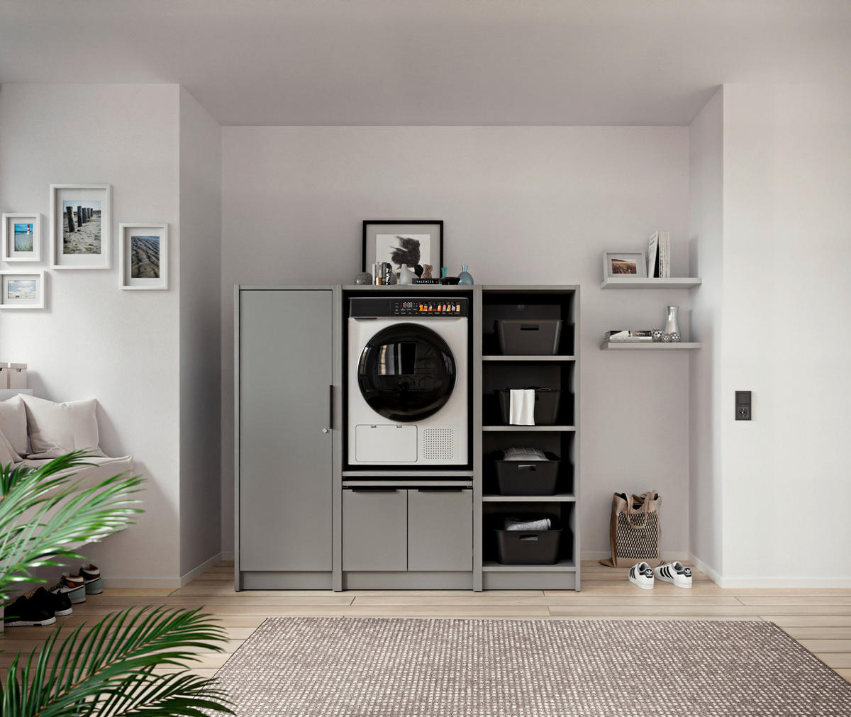 WASCHMASCHINENSCHRANK 70/150/68 cm  in Grau  - Schwarz/Grau, Basics, Holzwerkstoff/Kunststoff (70/150/68cm) - MID.YOU