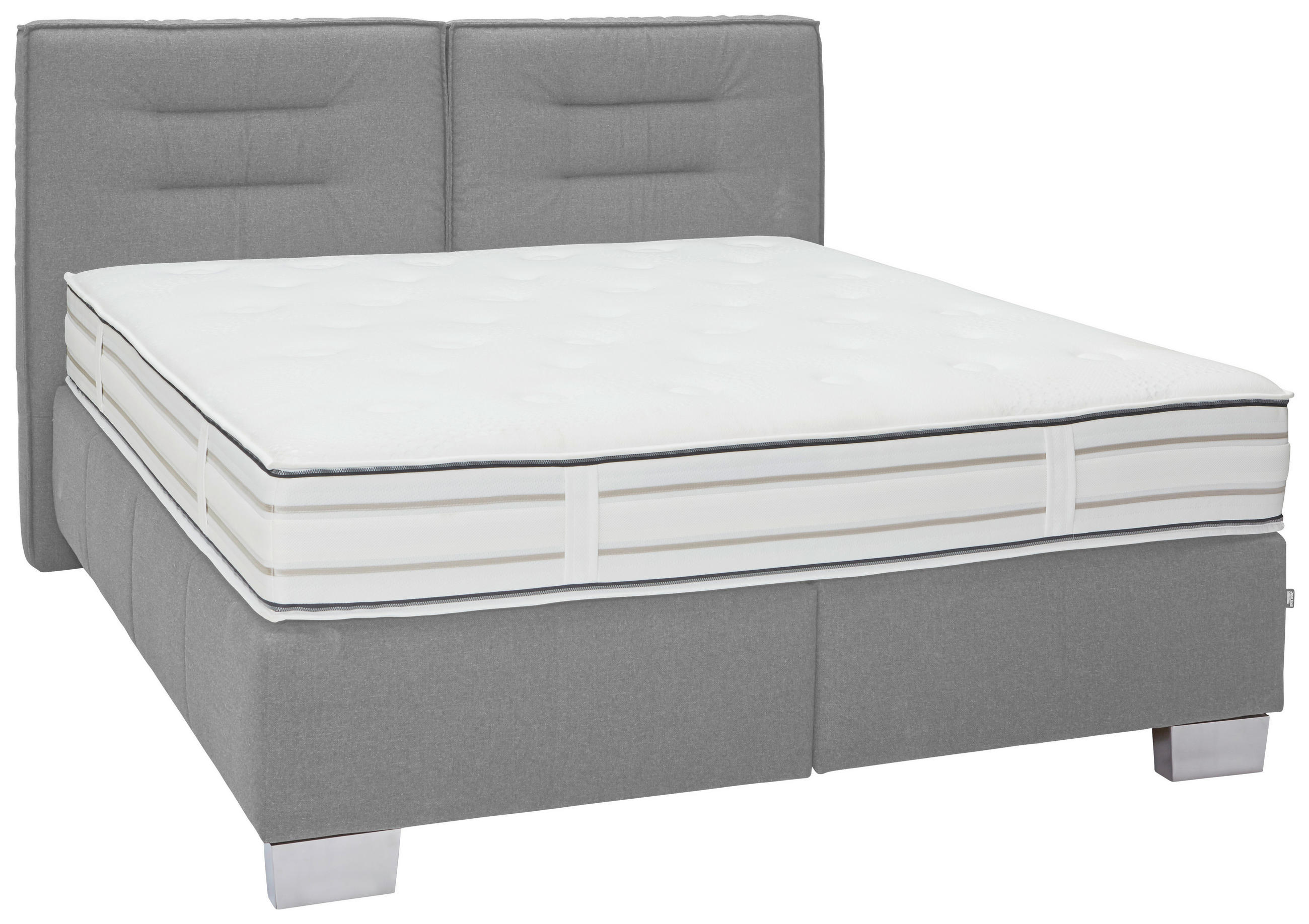 BOXSPRINGBETT 160/200 cm  in Hellgrau  - Chromfarben/Hellgrau, Konventionell, Textil (160/200cm) - Dieter Knoll
