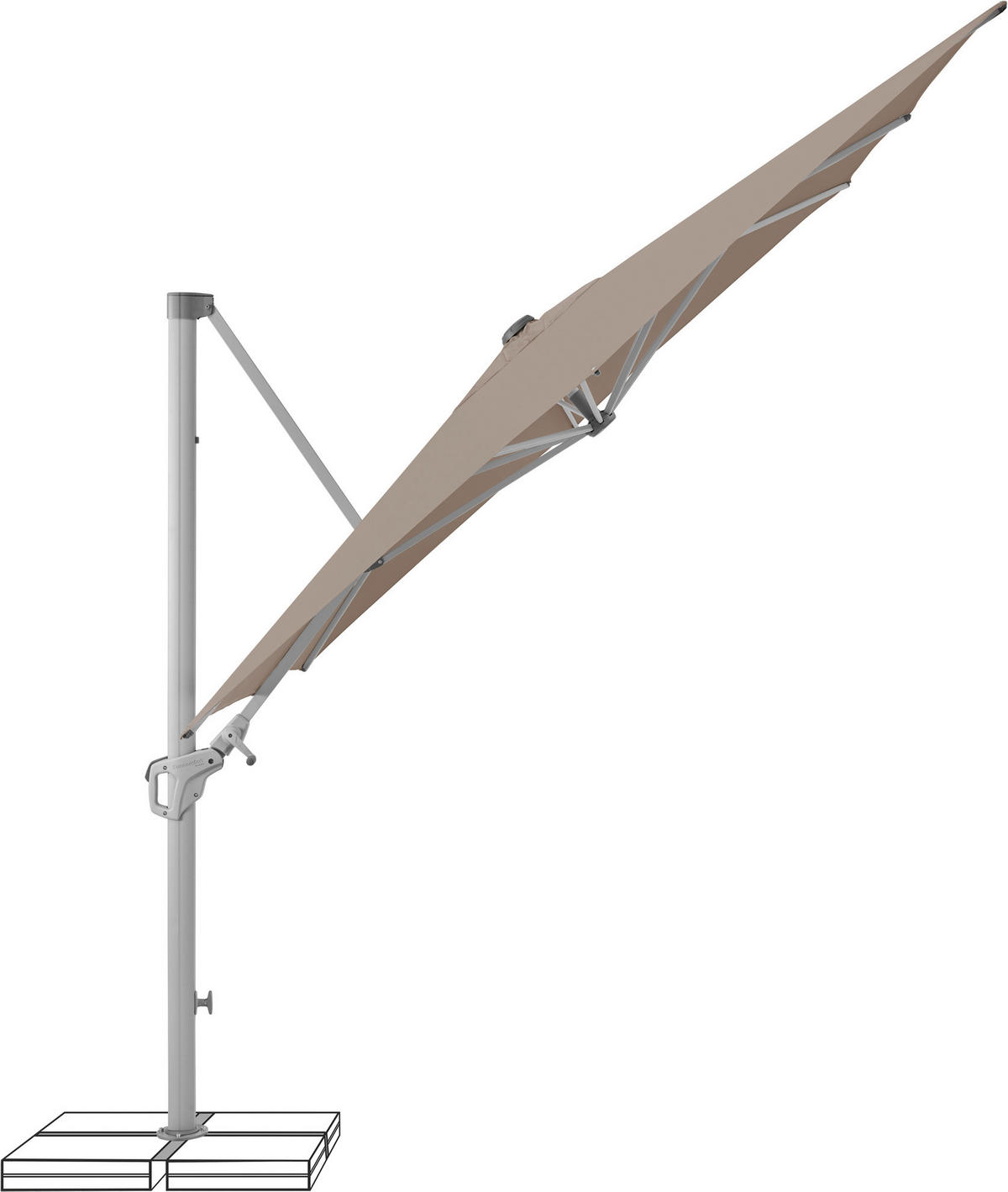 AMPELSCHIRM 250 cm  - Taupe/Silberfarben, KONVENTIONELL, Textil/Metall (250/250cm) - Suncomfort by Glatz