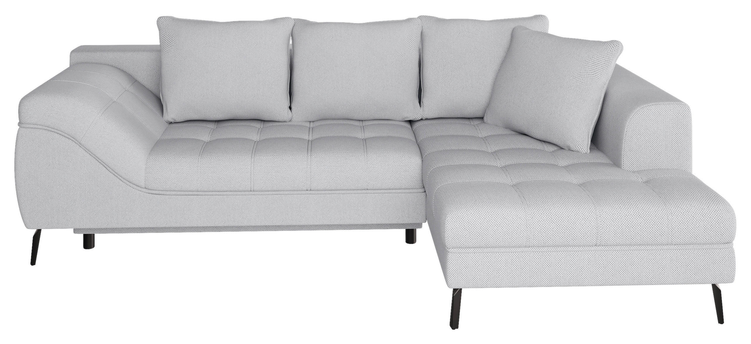 ECKSOFA Webstoff Hellgrau  - Hellgrau/Schwarz, Modern, Textil/Metall (279/177cm) - Stylife