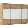 SCHWEBETÜRENSCHRANK  in Weiß, Eiche Artisan  - Chromfarben/Weiß, KONVENTIONELL, Glas/Holzwerkstoff (316/223/68cm) - Novel