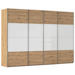 SCHWEBETÜRENSCHRANK  in Weiß, Eiche Artisan  - Chromfarben/Weiß, KONVENTIONELL, Glas/Holzwerkstoff (316/223/68cm) - Novel