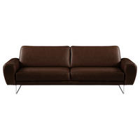 3-SITZER-SOFA Echtleder Chromfarben, Dunkelbraun  - Chromfarben/Dunkelbraun, Design, Leder/Metall (207/85/92cm) - P & B