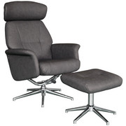 RELAXSESSELSET in Kunststoff, Metall, Textil Anthrazit, Chromfarben - Chromfarben/Anthrazit, Design, Kunststoff/Textil (75/109-96/77-109cm) - Xora