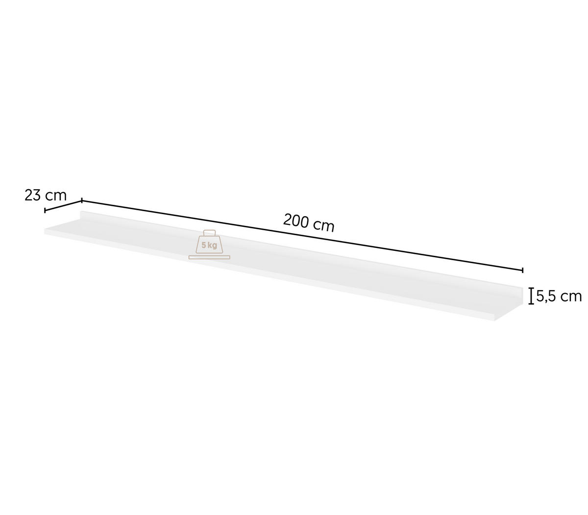 WANDBOARD200/5,5/23 cm Weiss  - Weiss, Design, Holzwerkstoff (200/5,5/23cm) - MID.YOU