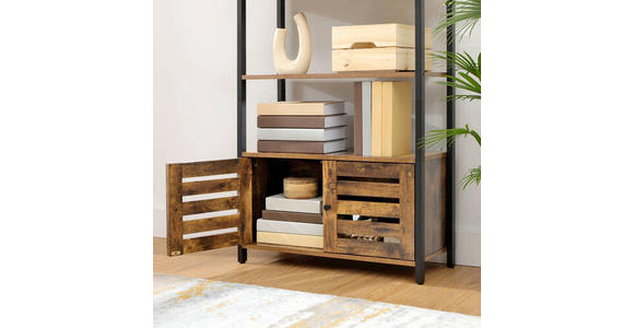 AUFBEWAHRUNGSREGAL - Schwarz/Braun, Trend, Holzwerkstoff/Metall (70/121,5/30cm) - Boxxx