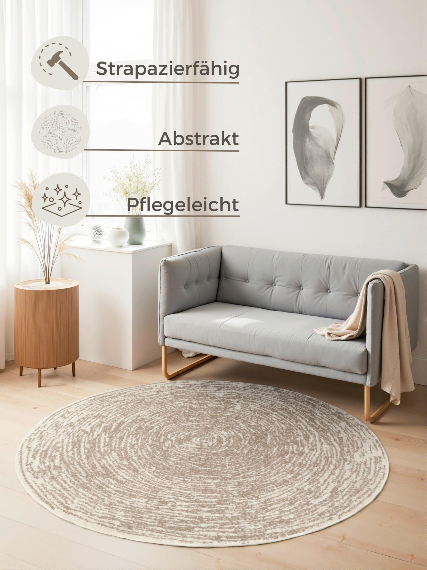 WEBTEPPICH 160 cm Gloria Creme, Beige  - Beige/Creme, Design, Kunststoff/Textil (160cm)