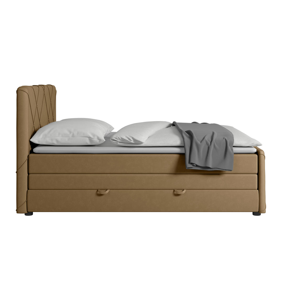 BOXSPRINGBETT 180/200 cm  in Beige  - Beige/Schwarz, Modern, Holz/Kunststoff (180/200cm) - MID.YOU