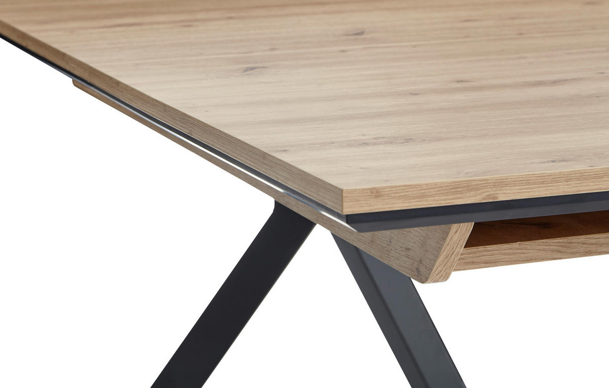 ESSTISCH in Metall, Holzwerkstoff 160-200/90/75,5 cm  - Schwarz/Eiche Artisan, Design, Holzwerkstoff/Metall (160-200/90/75,5cm) - Cantus