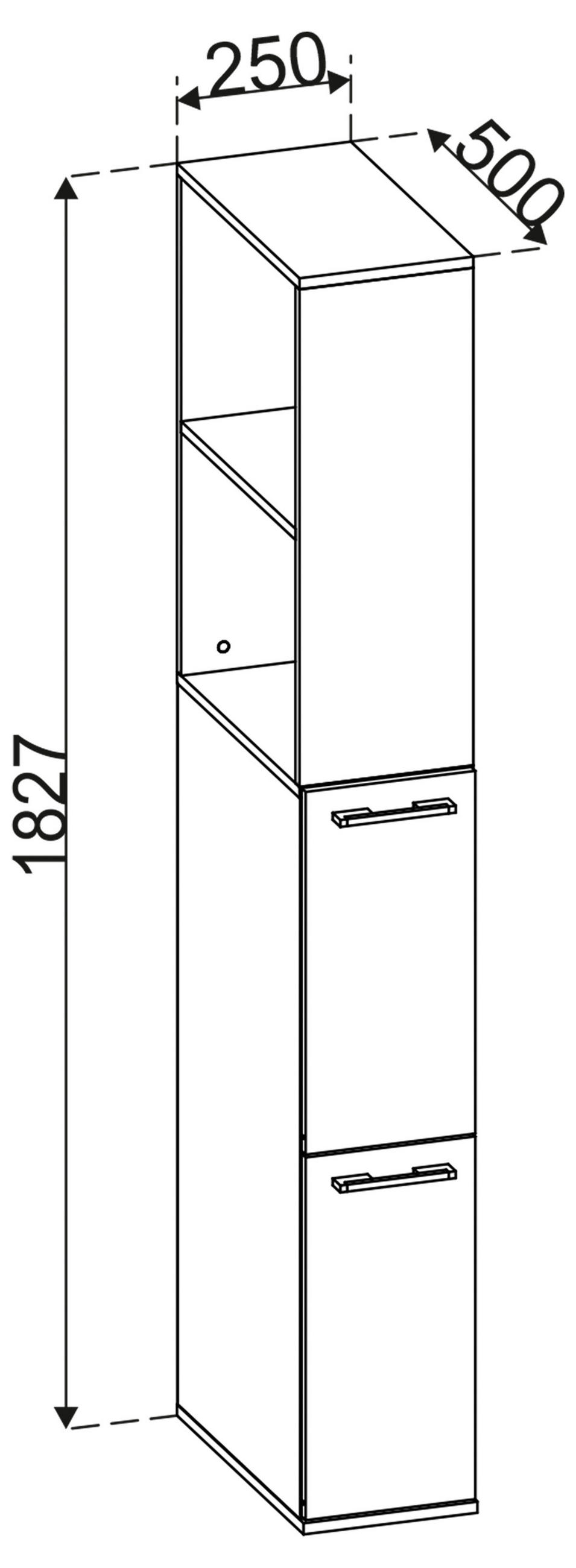 HOCHSCHRANK 25/183/50 cm  - Anthrazit/Weiß, MODERN, Holzwerkstoff/Kunststoff (25/183/50cm) - MID.YOU