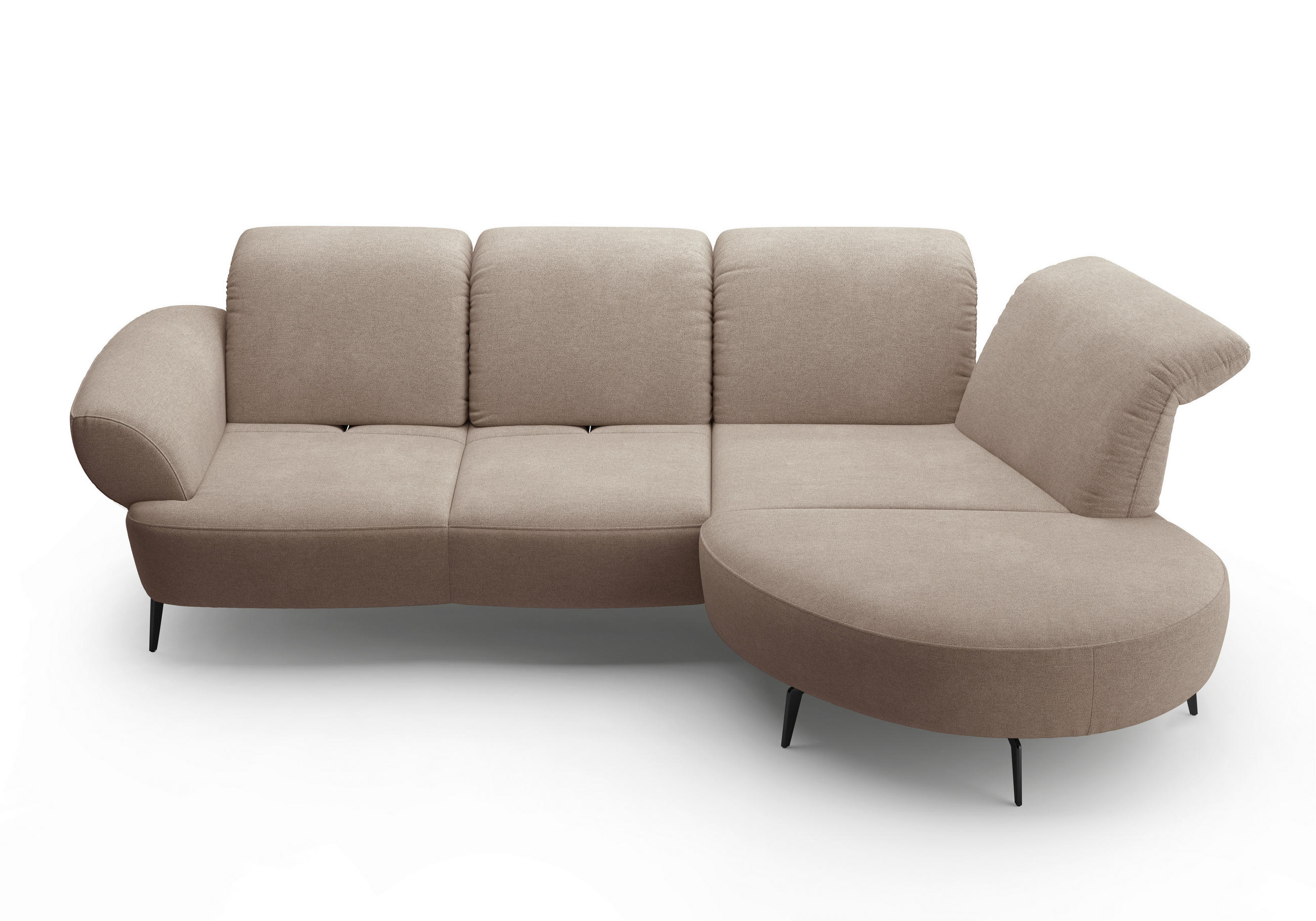 ECKSOFA in Mikrofaser Beige  - Beige/Schwarz, Modern, Textil/Metall (313/208cm) - Sit & More