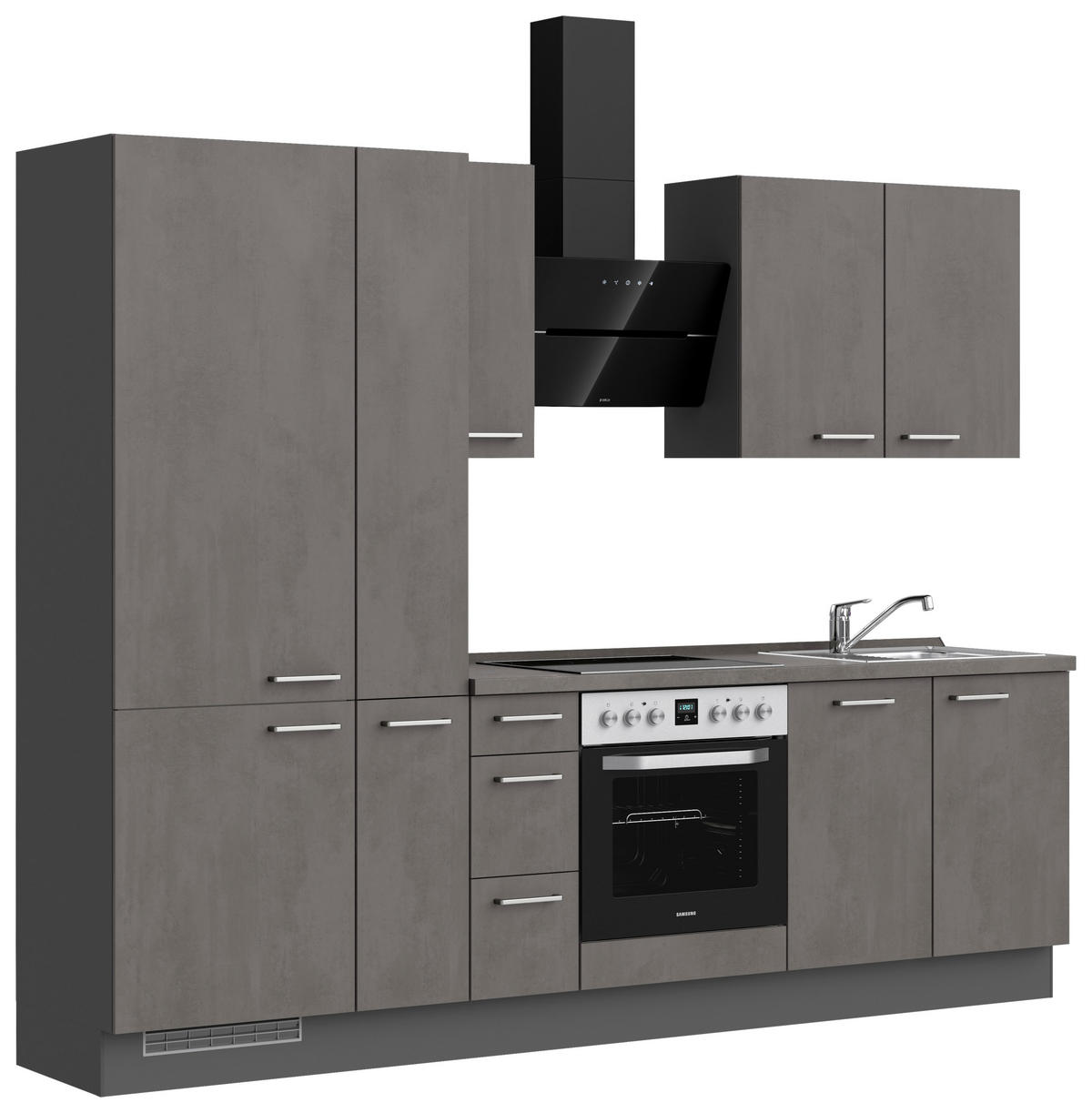 KÜCHENBLOCK Riva 270 cm  in Schieferfarben  - Schieferfarben/Edelstahlfarben, MODERN, Holzwerkstoff/Metall (270cm) - Nobilia