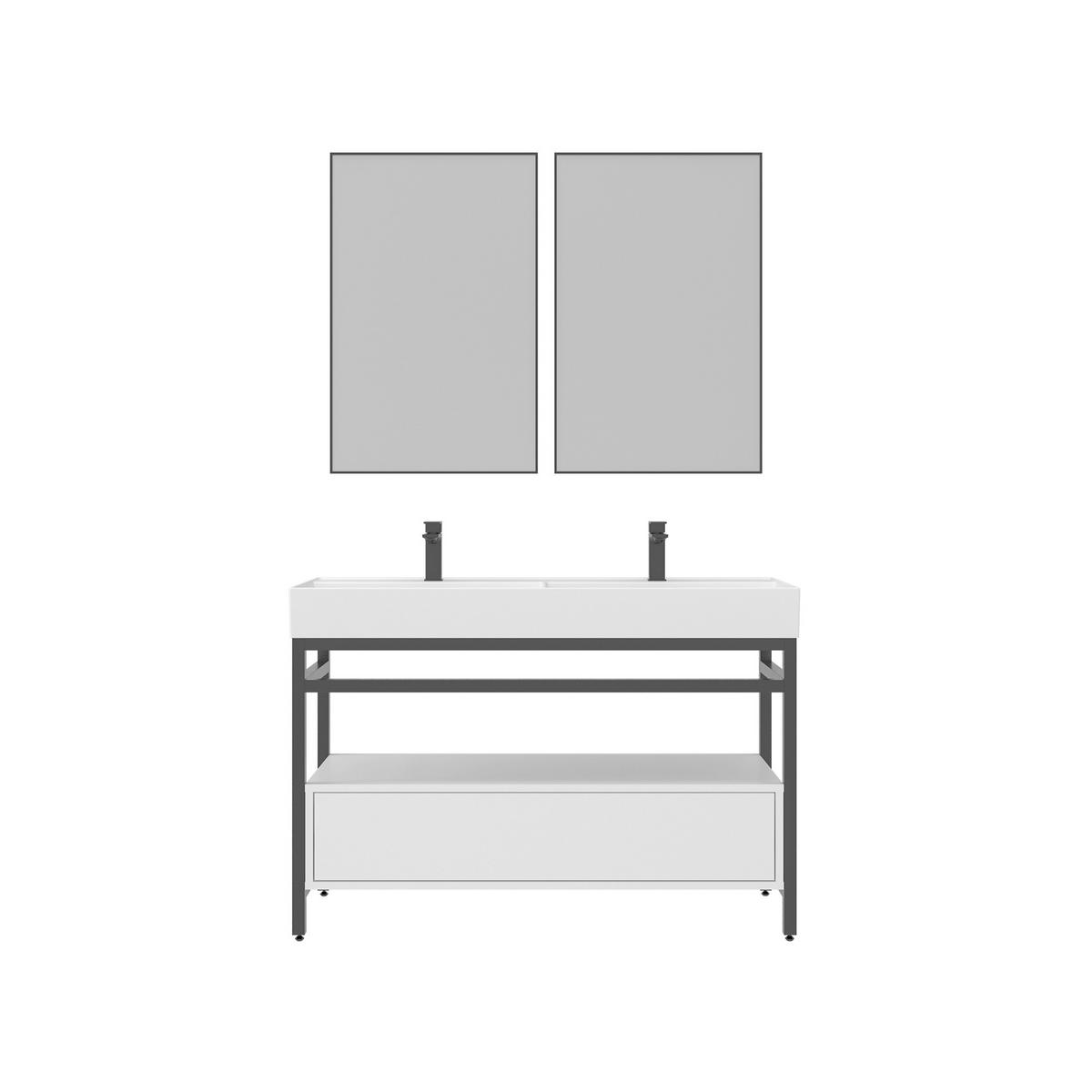 BADEZIMMER 4-teilig  in 120 cm  - Schwarz/Weiß, Design, Keramik/Holzwerkstoff (120cm) - Welnova