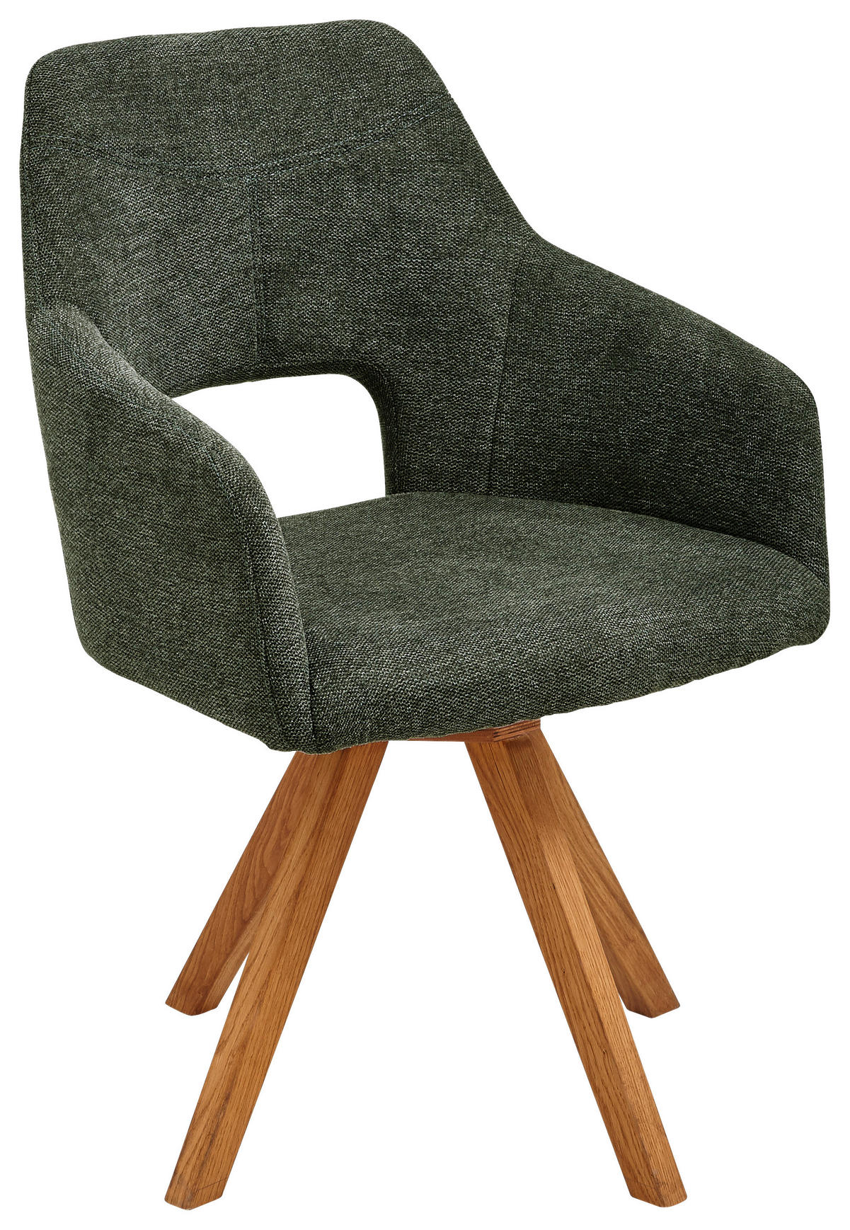 ARMLEHNSTUHL  in Webstoff  - Eichefarben/Olivgrün, Design, Holz/Textil (57/84/57cm) - Voleo