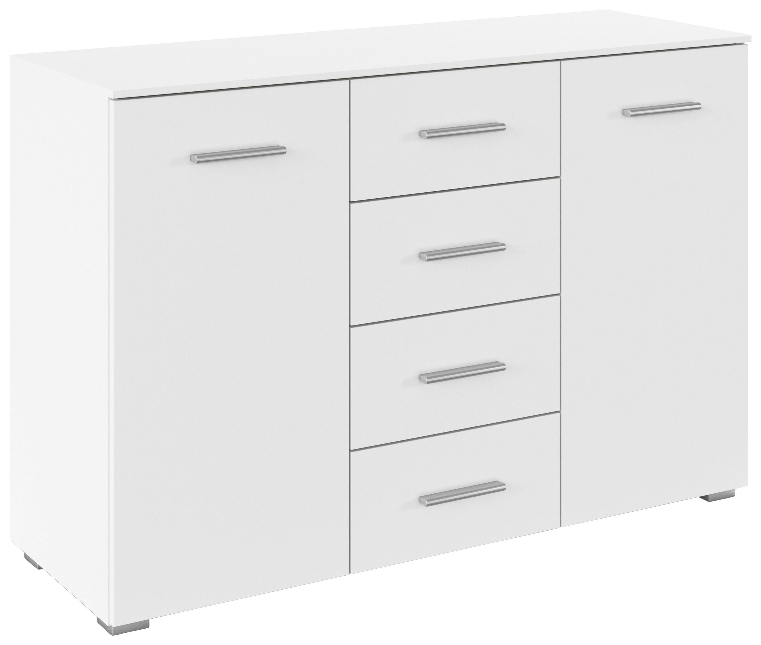 KOMMODE , 120/81/42 cm, 4 Schublade(n)  - Silberfarben/Weiß, KONVENTIONELL, Holzwerkstoff/Kunststoff (120/81/42cm) - home24