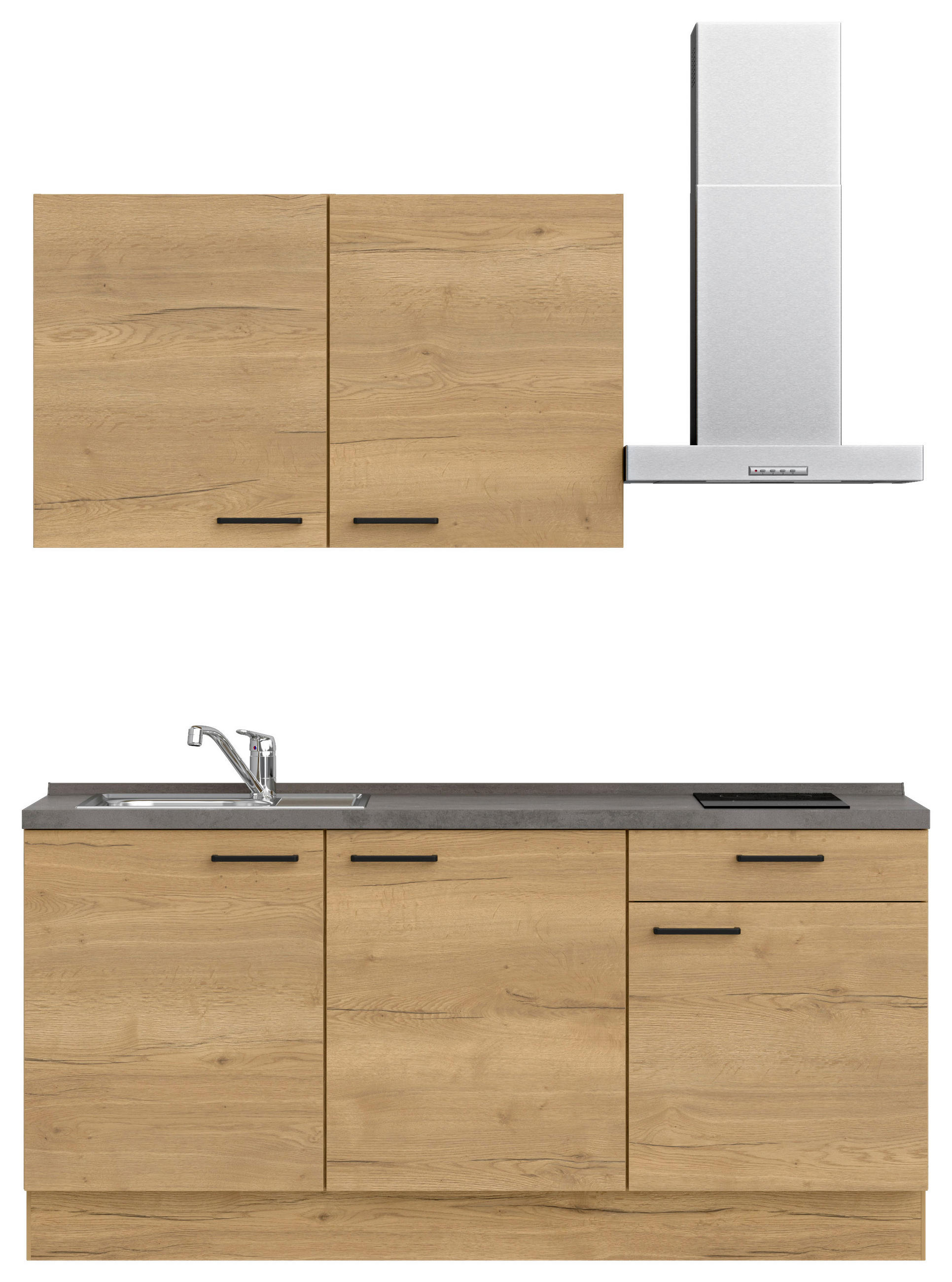 KÜCHENBLOCK 180 cm   in Eichefarben, Schieferfarben  - Schieferfarben/Eichefarben, MODERN, Holzwerkstoff/Metall (180cm) - Nobilia