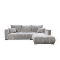 ECKSOFA Hellgrau Cord  - Hellgrau/Schwarz, MODERN, Holz/Textil (322/208cm) - Carryhome