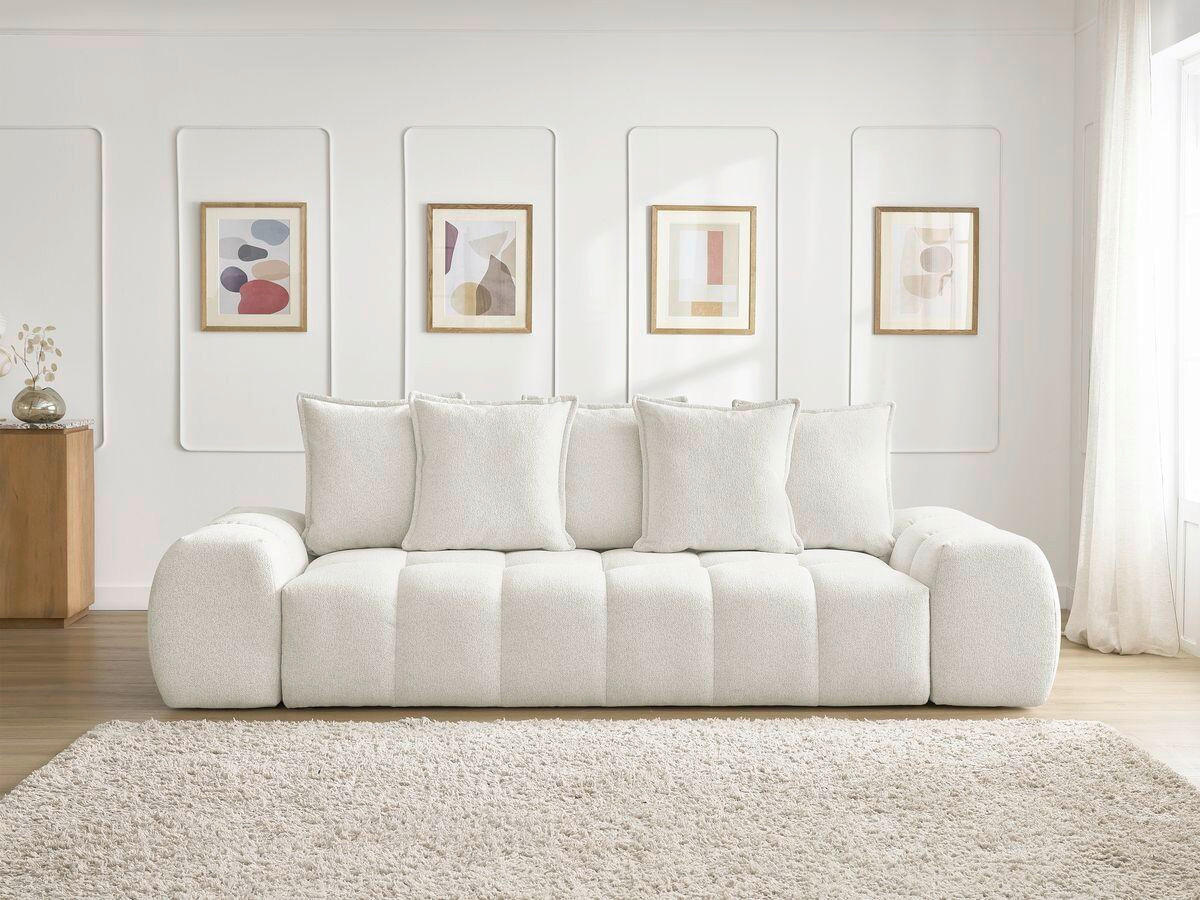 SCHLAFSOFA EVEREST  mit Armteil links, Armteil rechts Flachgewebe Weiß  - Schwarz/Weiß, MODERN, Kunststoff/Textil (278/115/90cm) - Livetastic