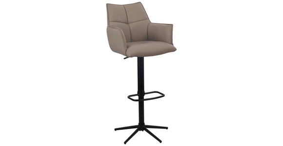 BARHOCKER in Metall, Leder Schwarz, Taupe  - Taupe/Schwarz, Design, Leder/Metall (54/96-121/56cm) - Novel