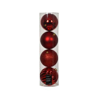 CHRISTBAUMKUGEL-SET  - Rot (14,00/14,00/14,00cm) - X-Mas