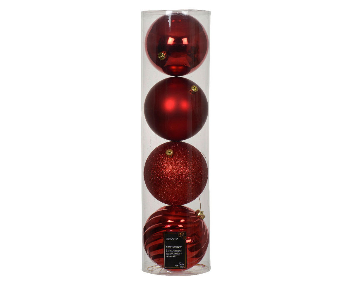 CHRISTBAUMKUGEL-SET  - Rot (14,00/14,00/14,00cm) - X-Mas