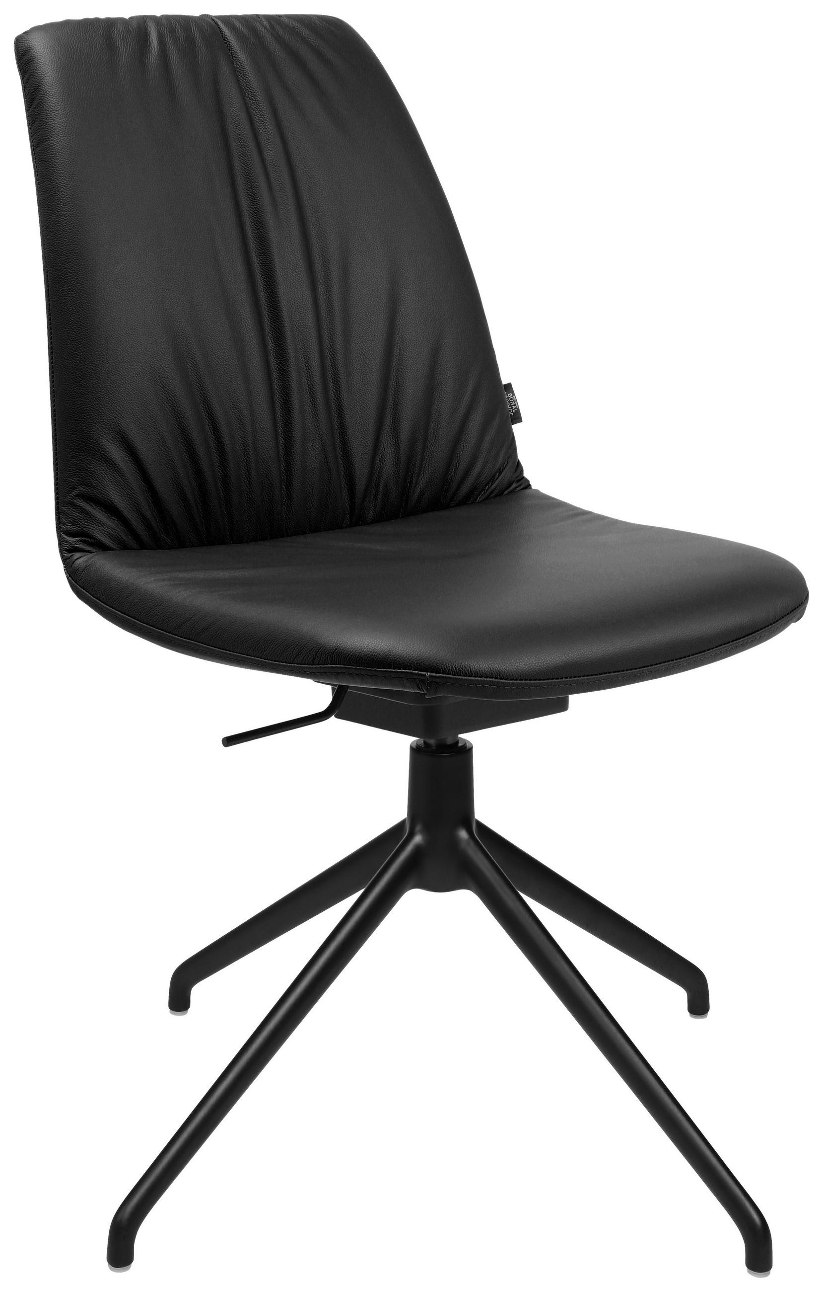 STUHL Echtleder Schwarz - Schwarz, Design, Leder/Metall (46/81,5-84,5/55cm) - Johann Jakob
