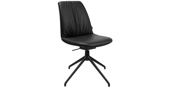 STUHL in Aluminium Echtleder pigmentiert Metall, Leder - Schwarz, Design, Leder/Metall (46/81,5-84,5/55cm) - Johann Jakob