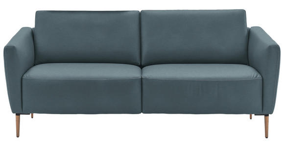 2-SITZER-SOFA  in Echtleder Blaugrau   - Eichefarben/Beige, Natur, Leder/Holz (207/86/87cm) - Valnatura