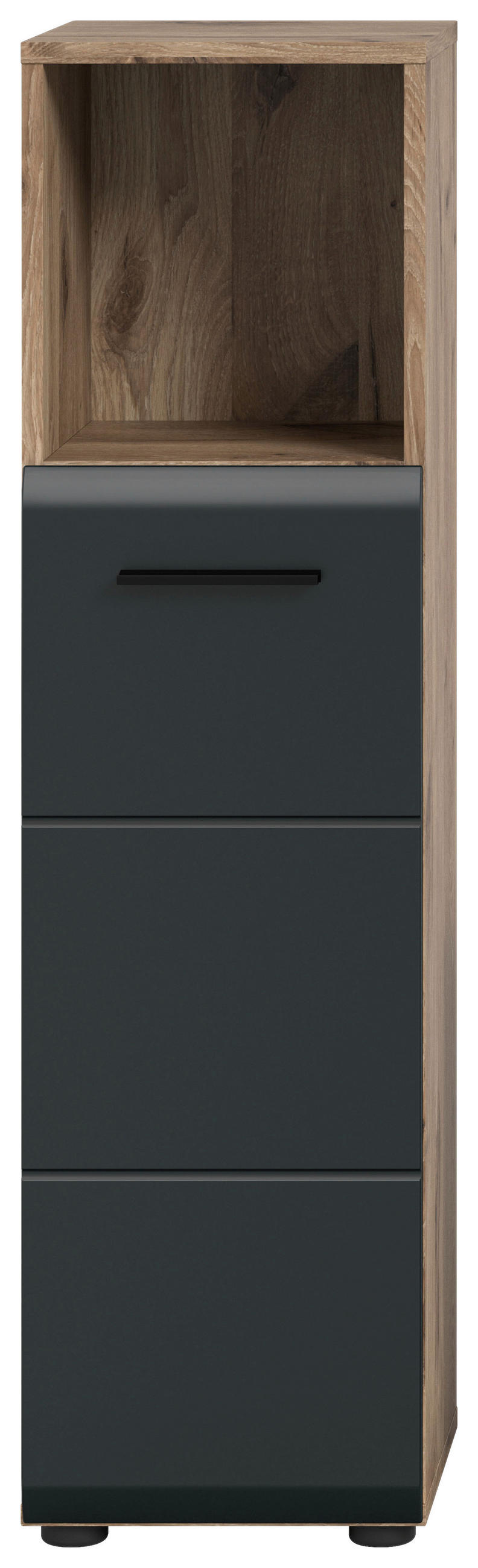 MIDISCHRANK 30/110/30 cm  - Eiche dunkel/Schwarz, Basics, Holzwerkstoff/Kunststoff (30/110/30cm) - MID.YOU