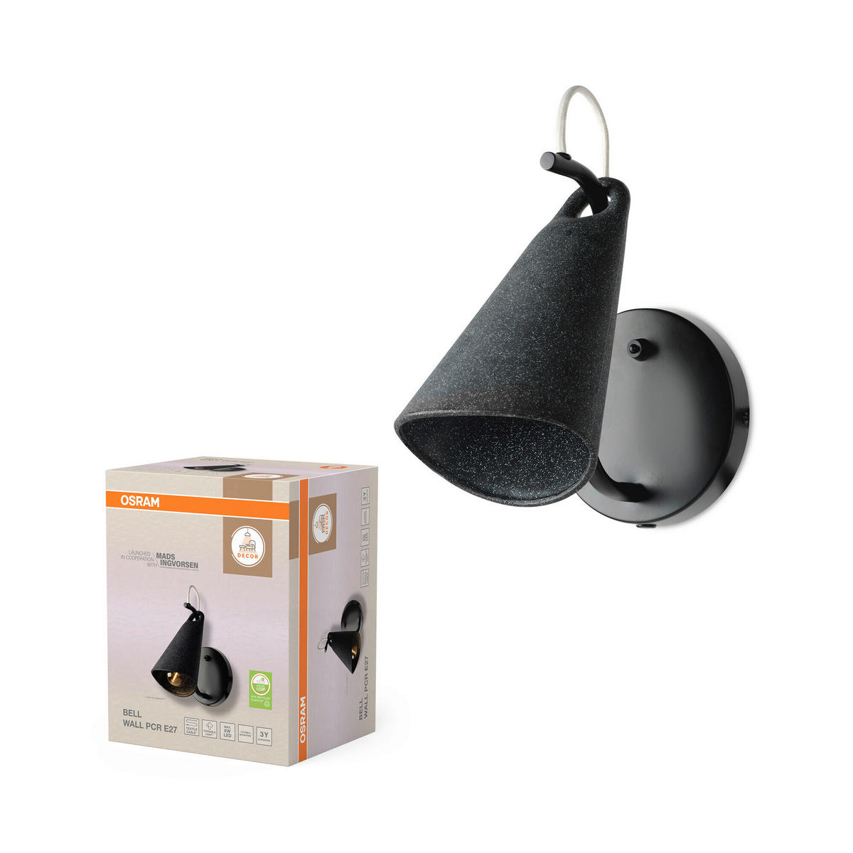 WANDLEUCHTE 15,2/21 cm   - Schwarz, Basics, Kunststoff/Metall (15,2/21cm) - Osram