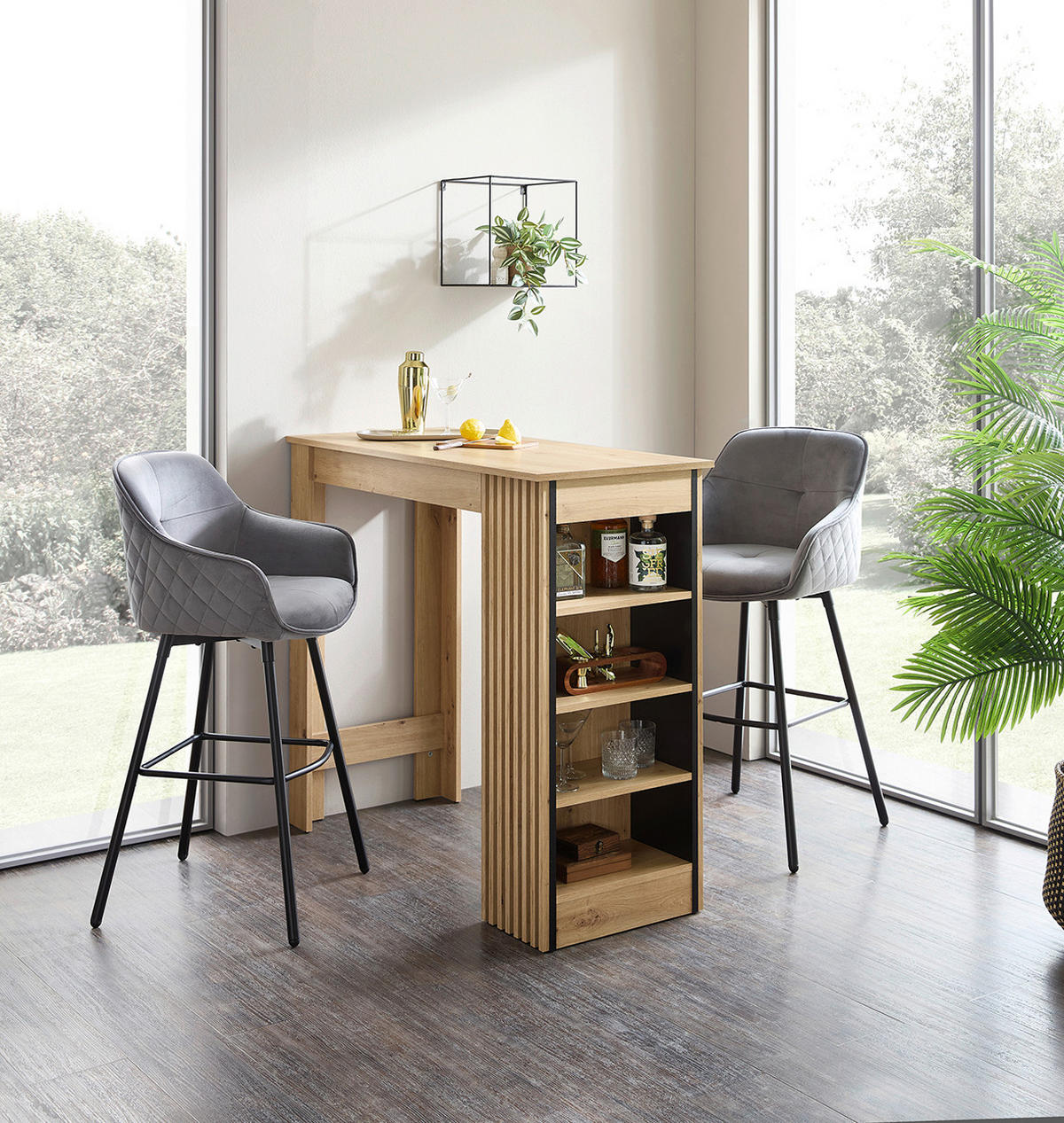 BARTISCH Schwarz, Eiche Artisan  - Schwarz/Eiche Artisan, MODERN, Holzwerkstoff (115/50/103cm) - MID.YOU