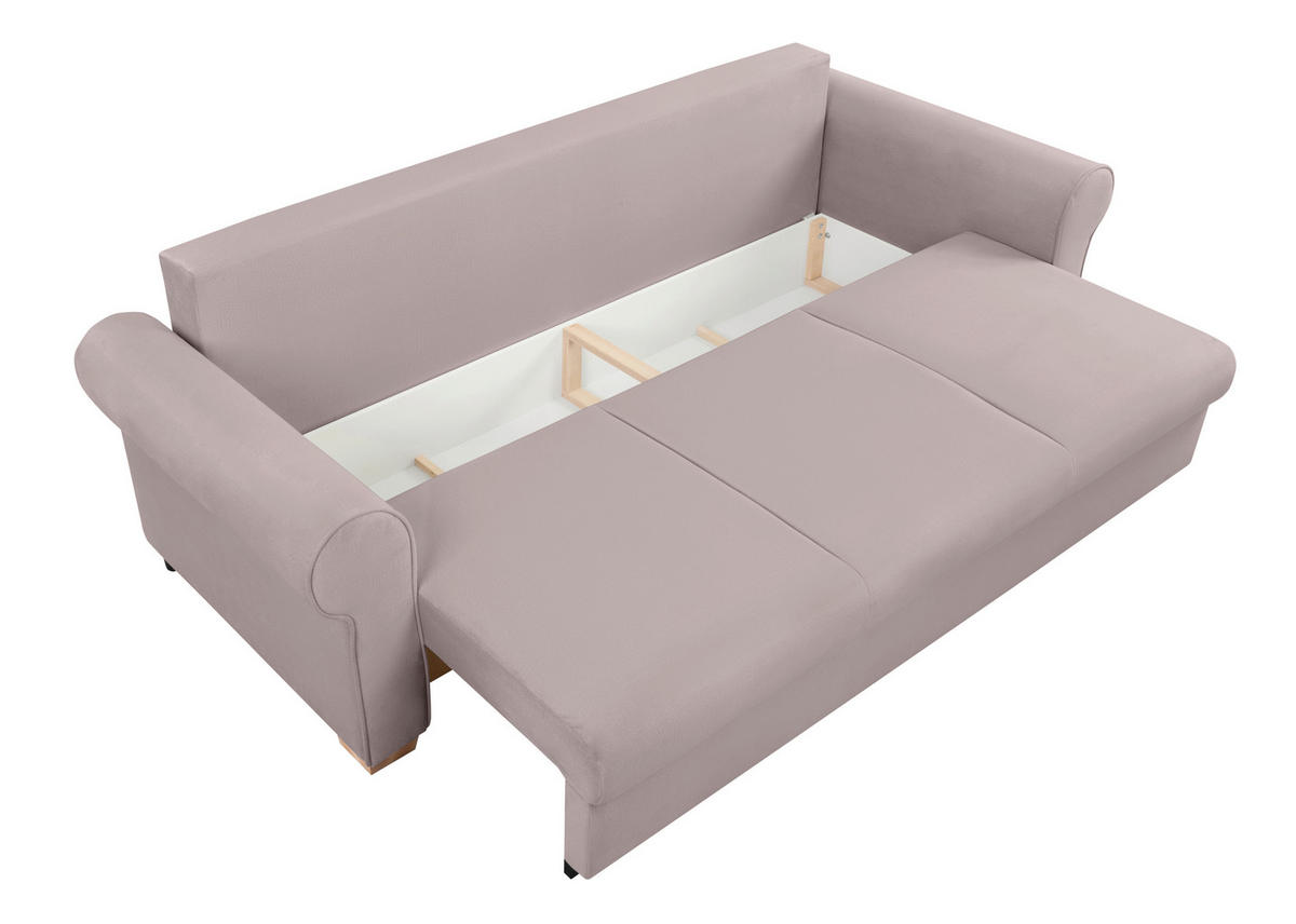 SCHLAFSOFA  mit Bettkasten erhältlich, Liegefunktion, Rücken echt, Armteil links, Armteil rechts Taupe  - Taupe/Buchefarben, Design, Holz/Textil (240/94/98cm) - MID.YOU
