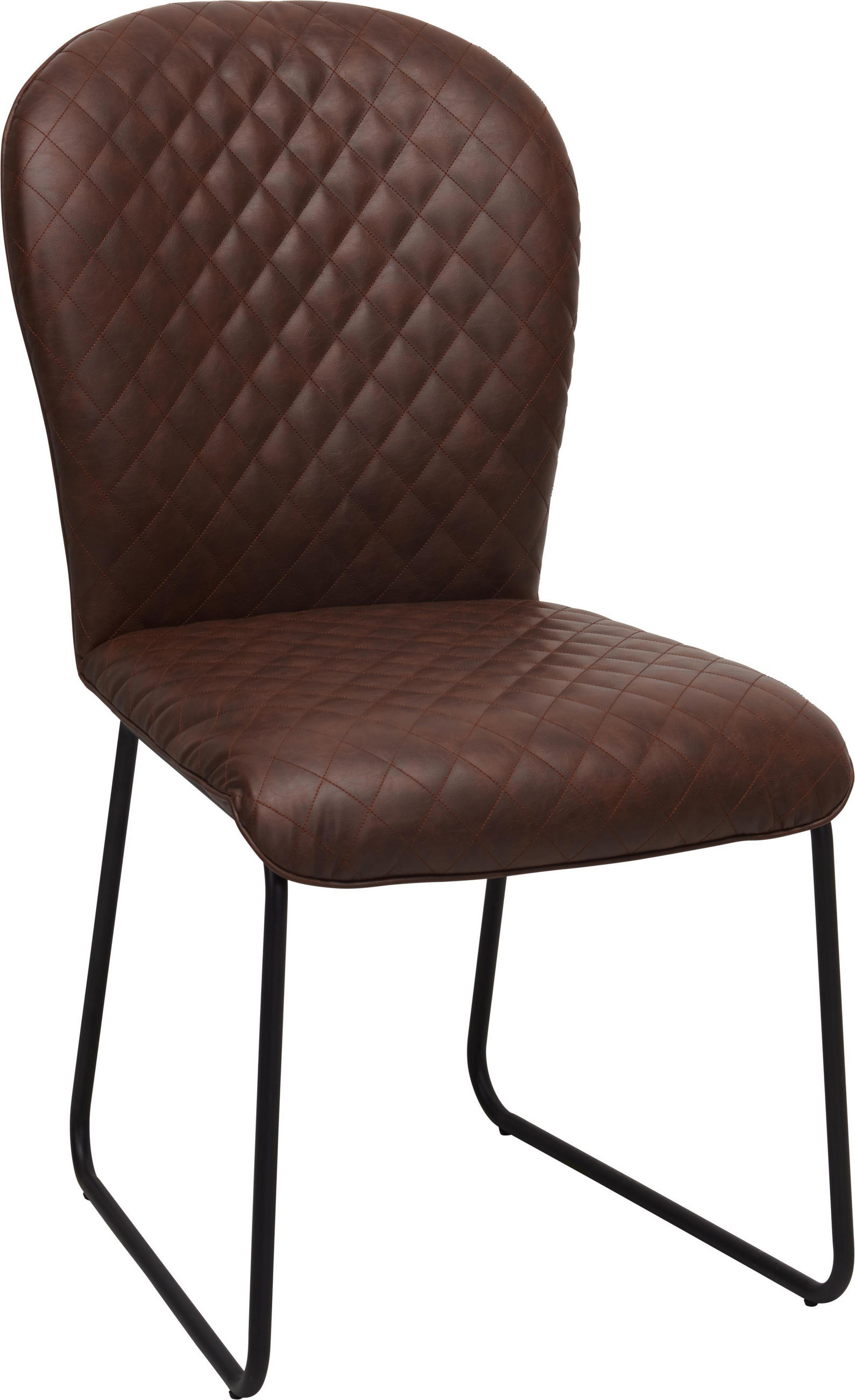 Stuhl in Metall, Textil Braun, Schwarz