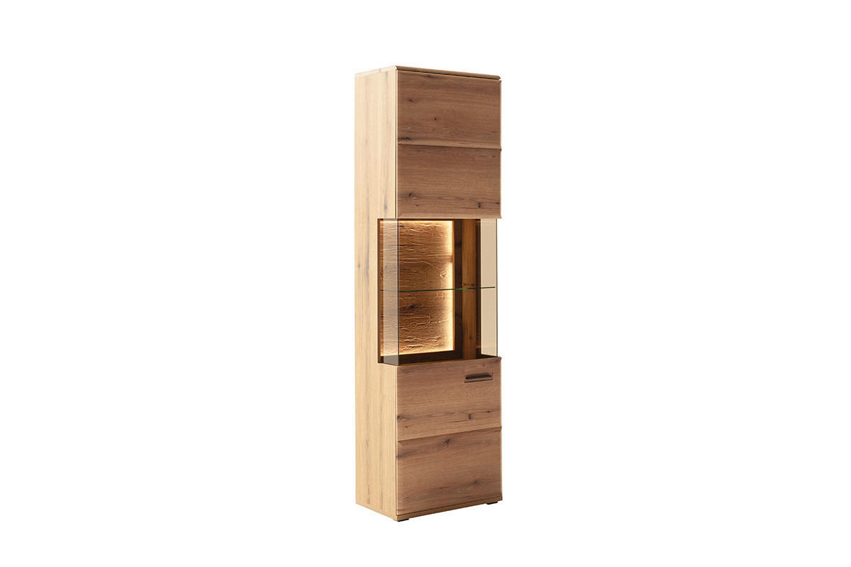 VITRINE in Eichefarben  - Eichefarben/Anthrazit, Design, Glas/Holzwerkstoff (60/206/38cm) - Livetastic