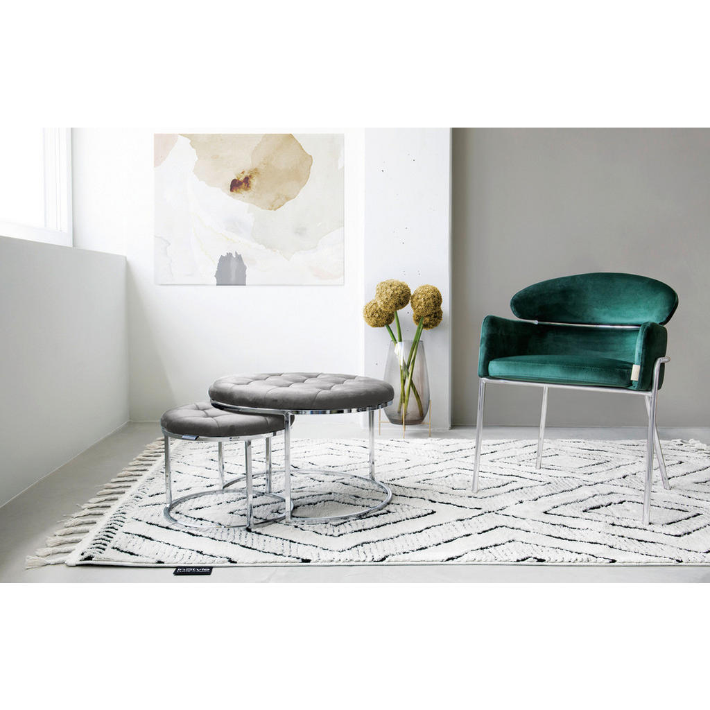 Thumbnail - Kayoom Hockerset, Grau, Silber, Textil, 2-teilig, Wohnzimmer, Hocker, Sitzhocker