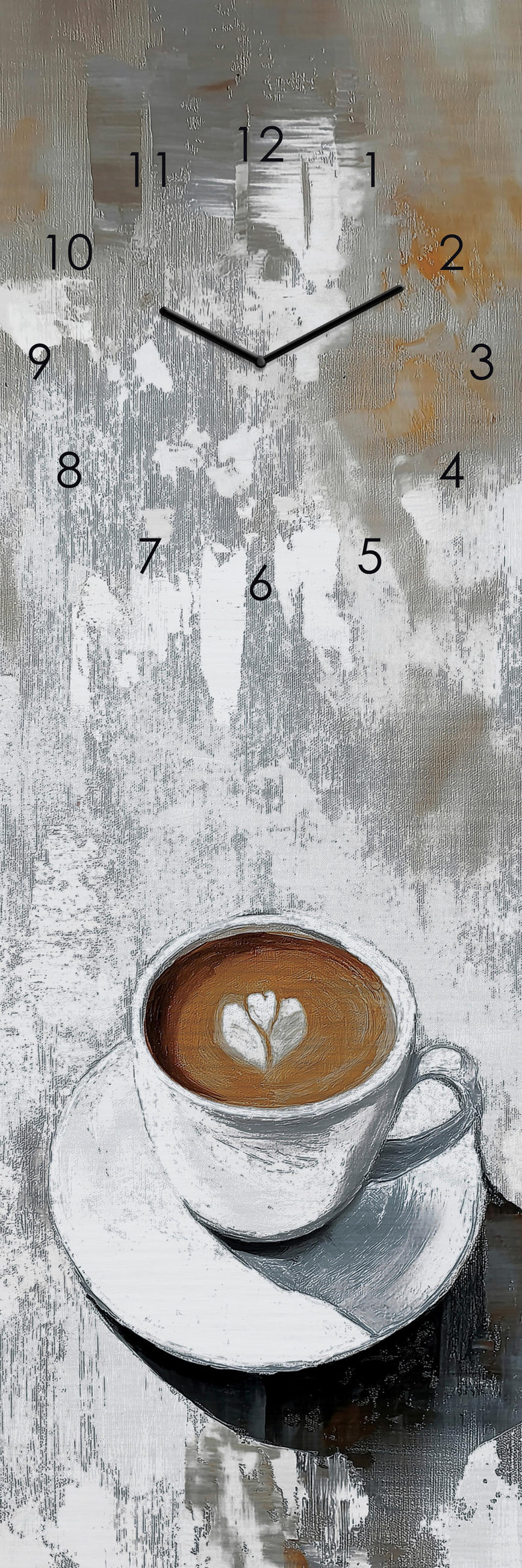 Euroart Wanduhr Time For Coffee IV Schwarz, Weiß 20x60x3.1 cm