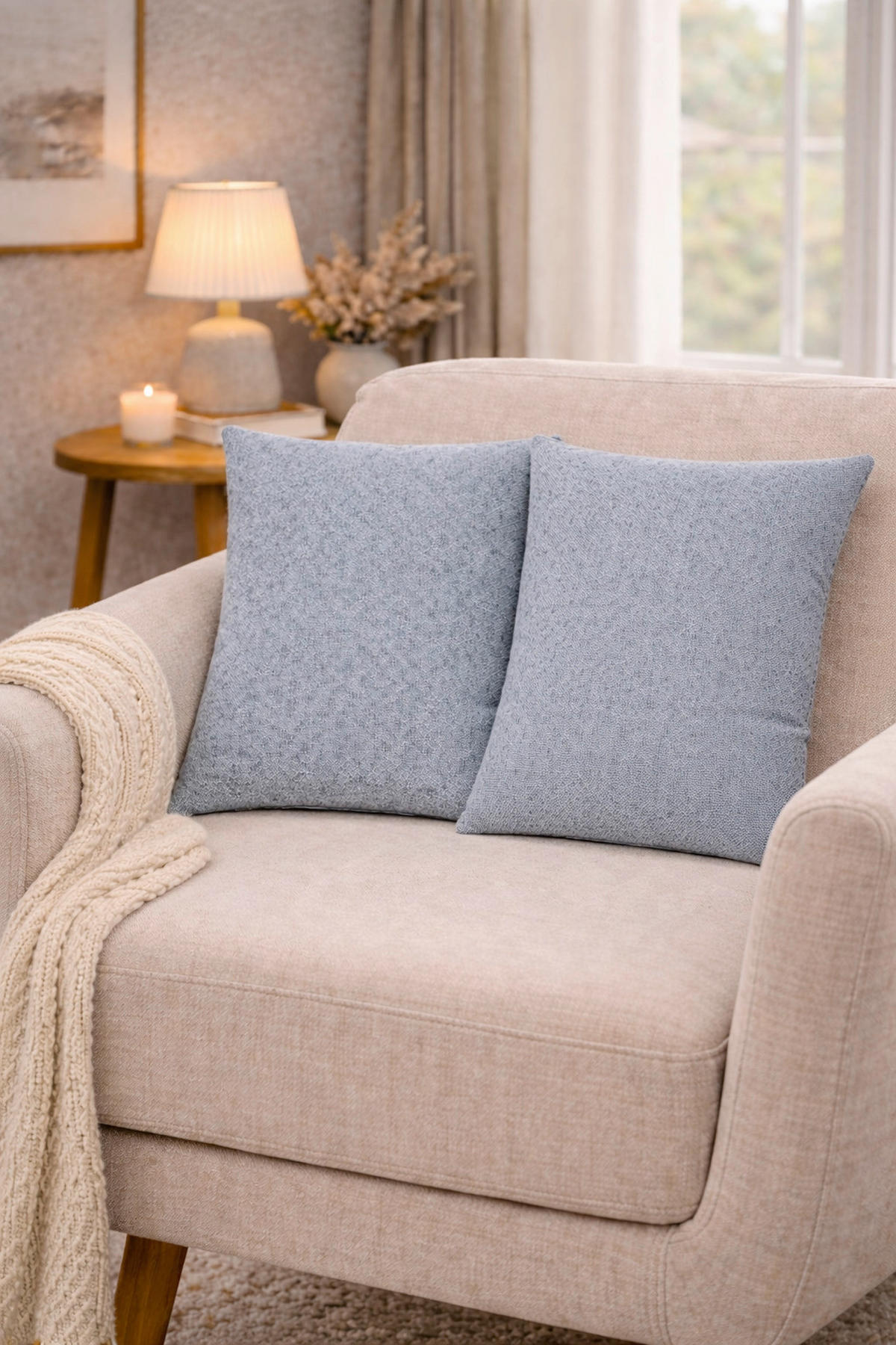 KISSENHÜLLEN-SET LUCIO 50/50 cm  - Blau, Basics, Textil (50/50cm)