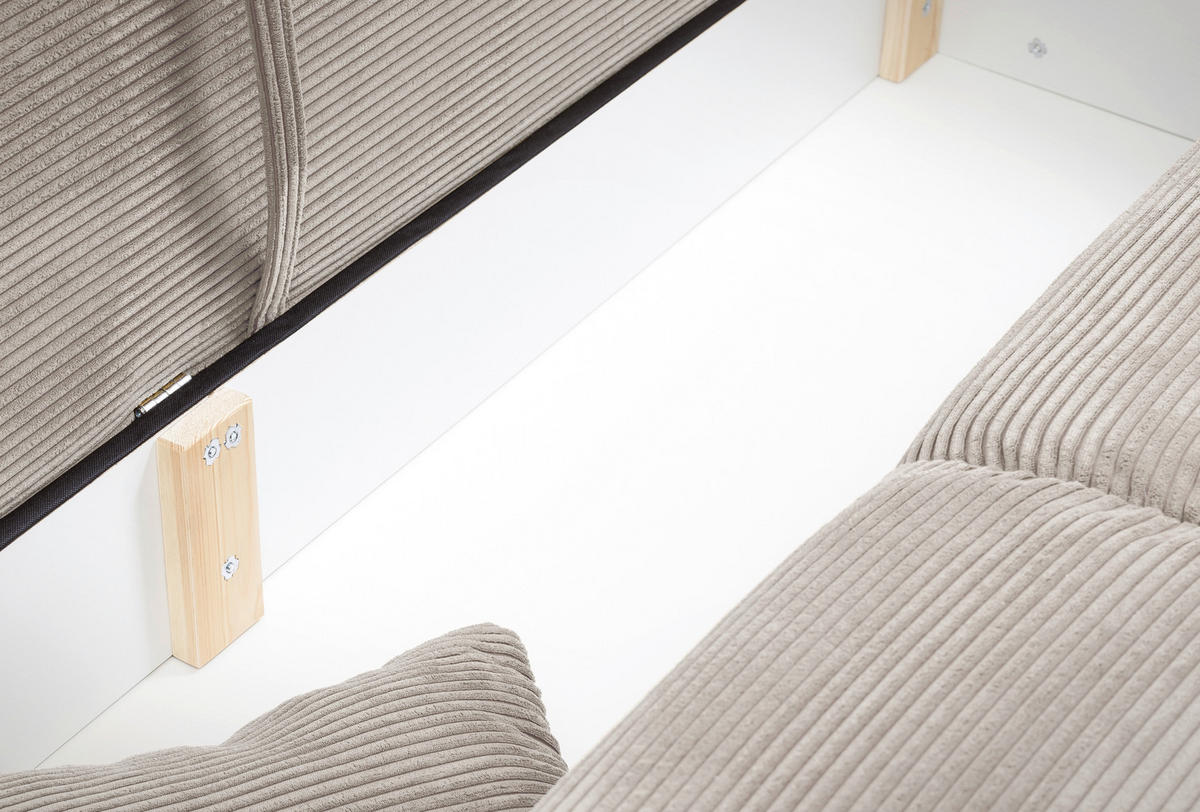BIGSOFA in Cord Beige  - Chromfarben/Beige, Modern, Kunststoff/Textil (242/71/90/131cm) - Livetastic