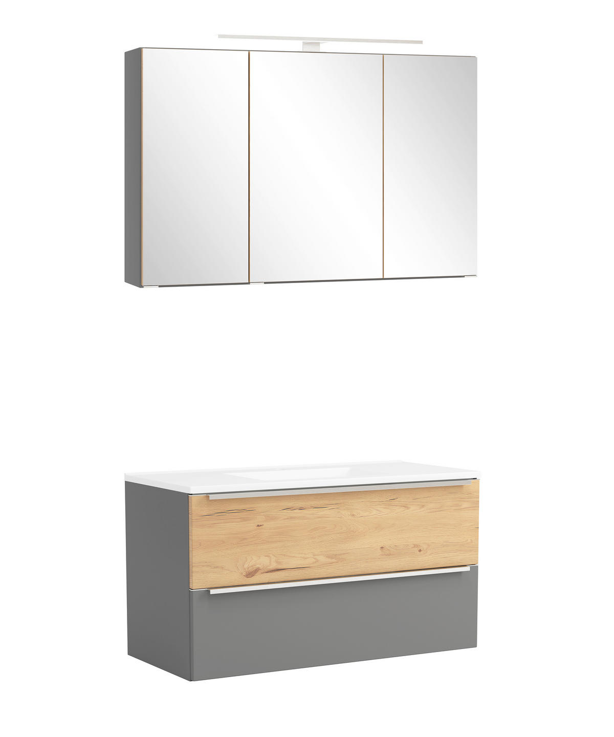 BADEZIMMER 2-teilig  in  - Wildeiche/Edelstahlfarben, Trend, Glas/Holzwerkstoff (100/200/47cm) - Held