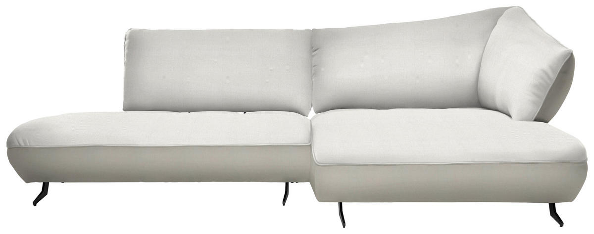 ECKSOFA in Chenille, Struktur Creme, Naturfarben  - Anthrazit/Creme, Design, Textil/Metall (265/172cm) - Joop!