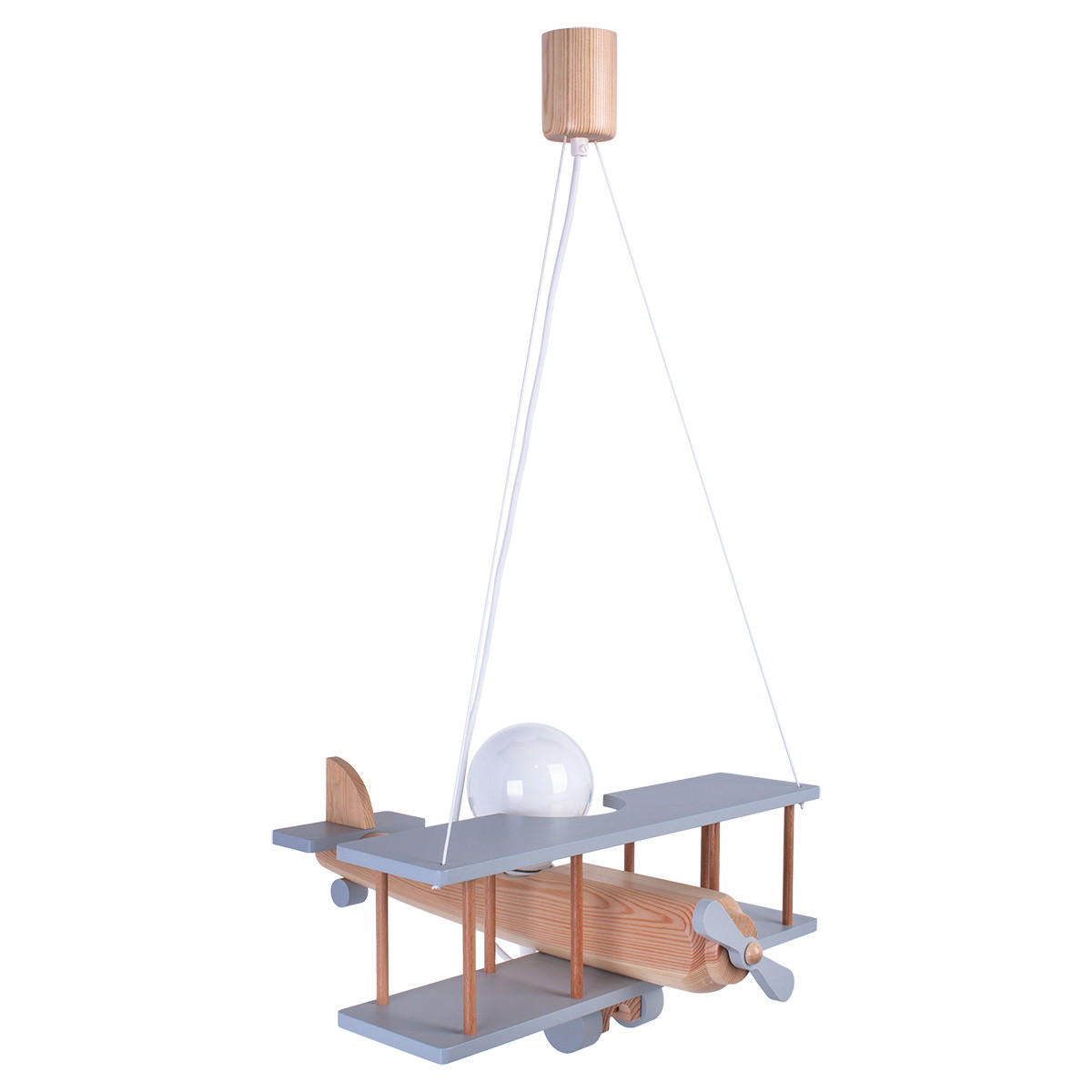 KINDERHÄNGELEUCHTE 42/45/75 cm   - Naturfarben/Grau, KONVENTIONELL, Holz (42/45/75cm)