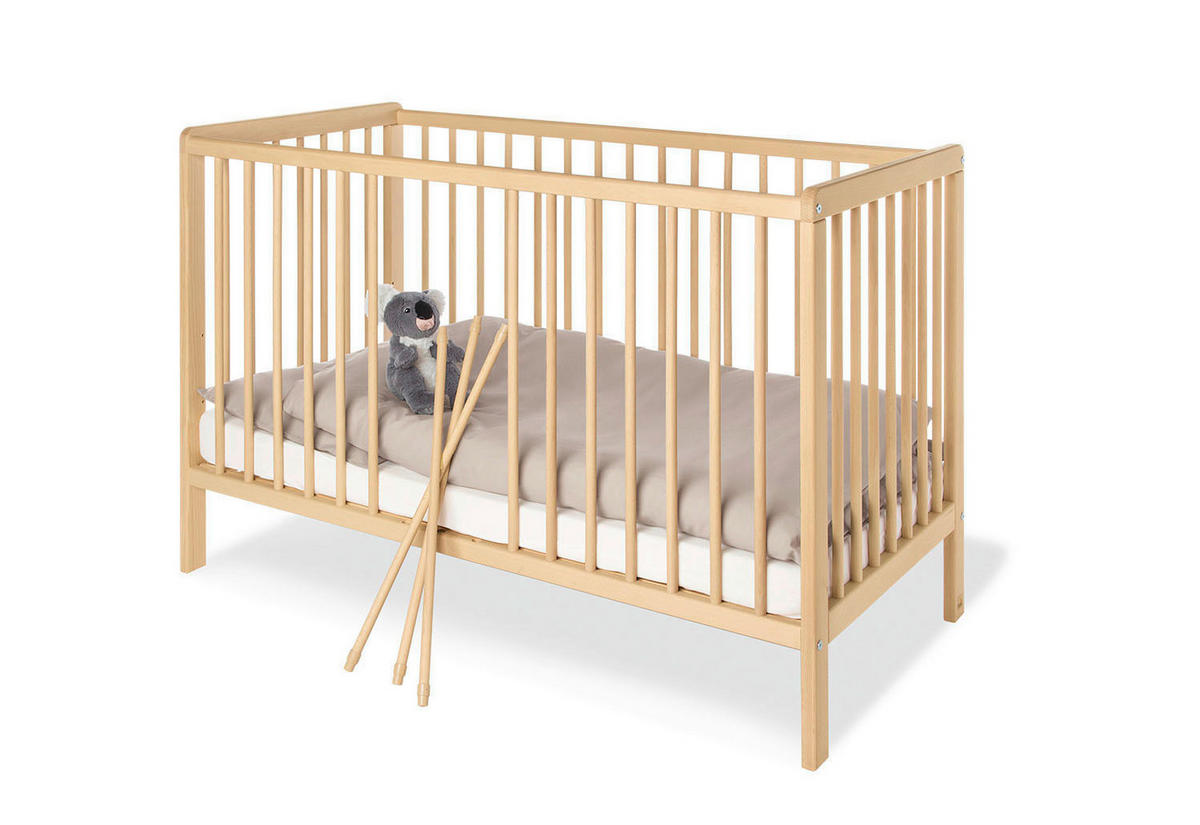 GITTERBETT PINOLINO HANNA  124/64/85 cm   - Buchefarben, Natur, Holz (124/64/85cm) - Pinolino