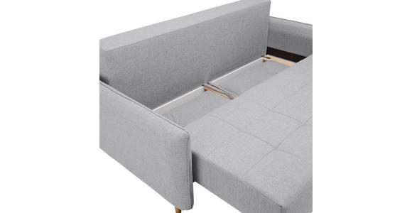 SCHLAFSOFA mit Rücken echt Webstoff Grau - Eichefarben/Grau, Design, Holz/Textil (227/98/113cm) - Carryhome