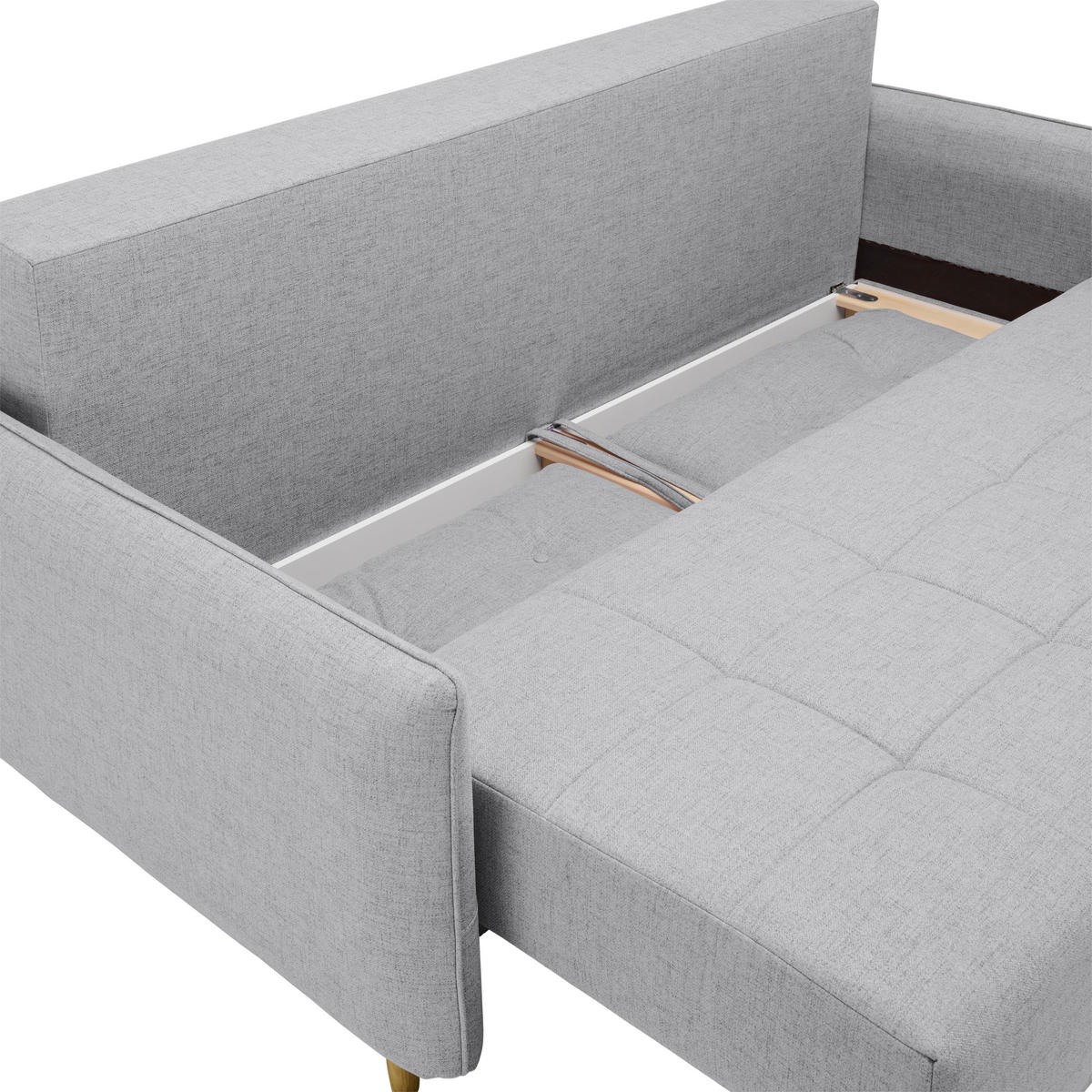 SCHLAFSOFA  mit Rücken echt Webstoff Grau  - Eichefarben/Grau, Design, Holz/Textil (227/98/113cm) - Carryhome