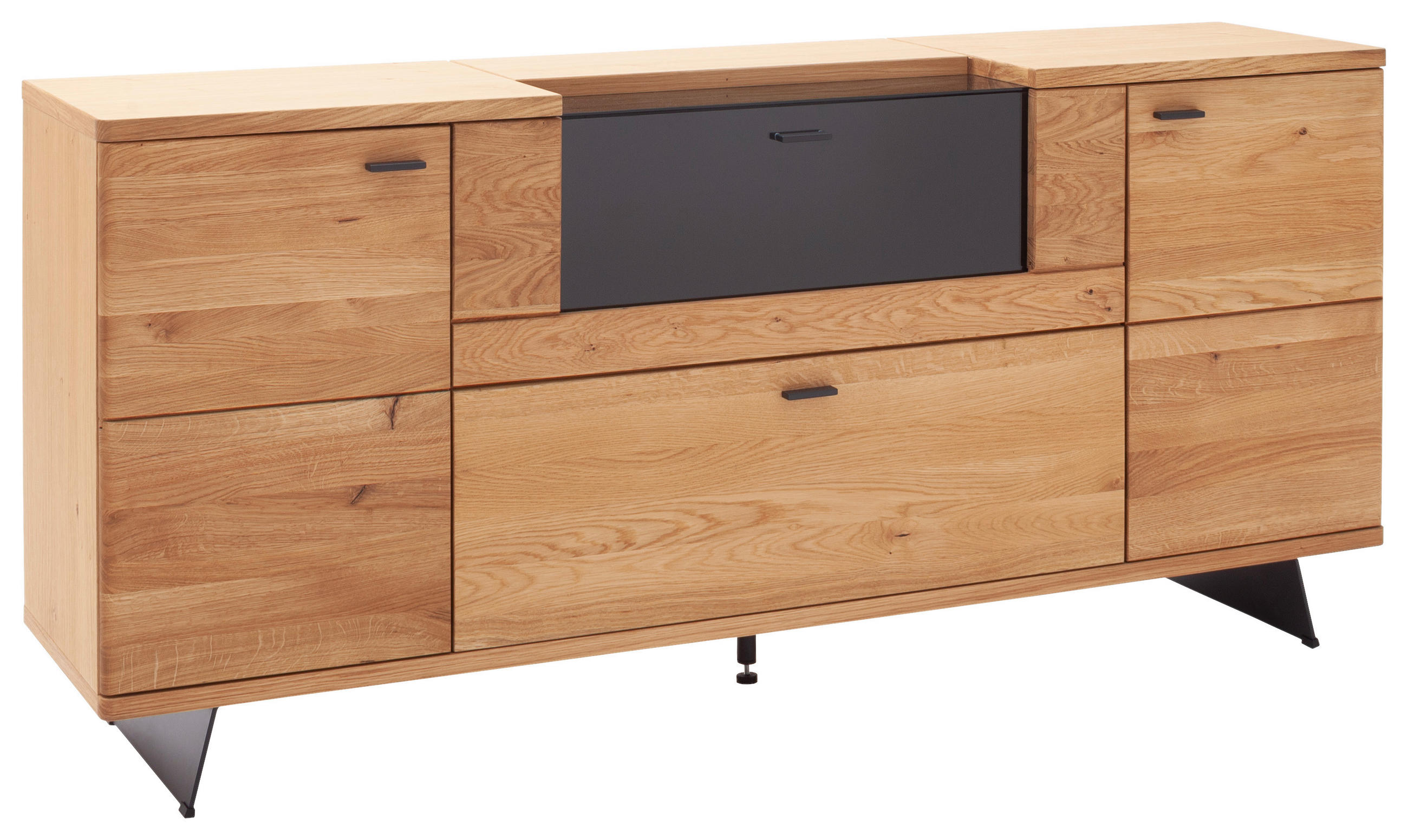 SIDEBOARD Wildeiche  190/87/44 cm  - Wildeiche/Anthrazit, Natur, Glas/Holz (190/87/44cm) - Linea Natura