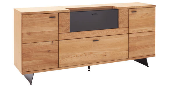 SIDEBOARD Wildeiche  190/87/44 cm  - Wildeiche/Anthrazit, Natur, Glas/Holz (190/87/44cm) - Linea Natura