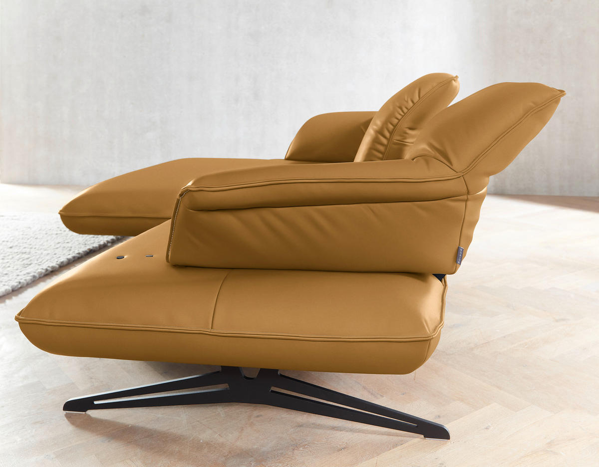 ECKSOFA in Echtleder Bernsteinfarben  - Beige/Bernsteinfarben, Design, Leder/Metall (169/252cm) - Koinor