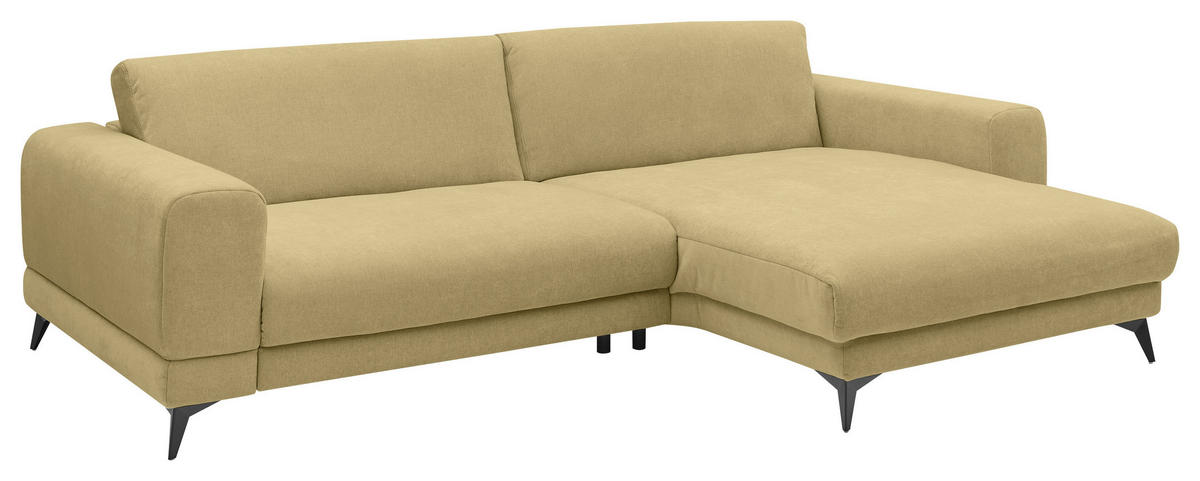 ECKSOFA Limette Chenille  - Limette/Schwarz, KONVENTIONELL, Textil/Metall (292/194cm) - SetOne by Musterring